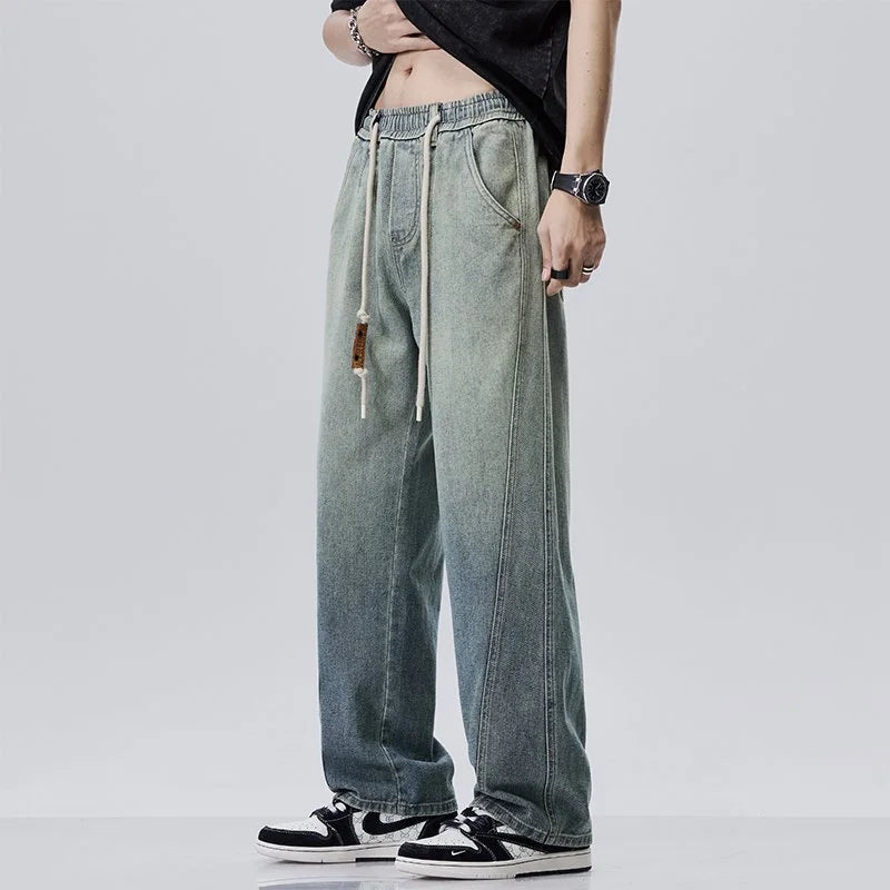 Men's Jeans American Loose Wide-leg Loose Straight Casual Trousers Street Hip-hop Baggy Jeans Blue Streetwear Men