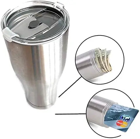 1PC Diversion Safe Coffee Tumbler Stainless Steel Material Mug with Color Coating Bottom Compartment Storage for Cash Driver's l