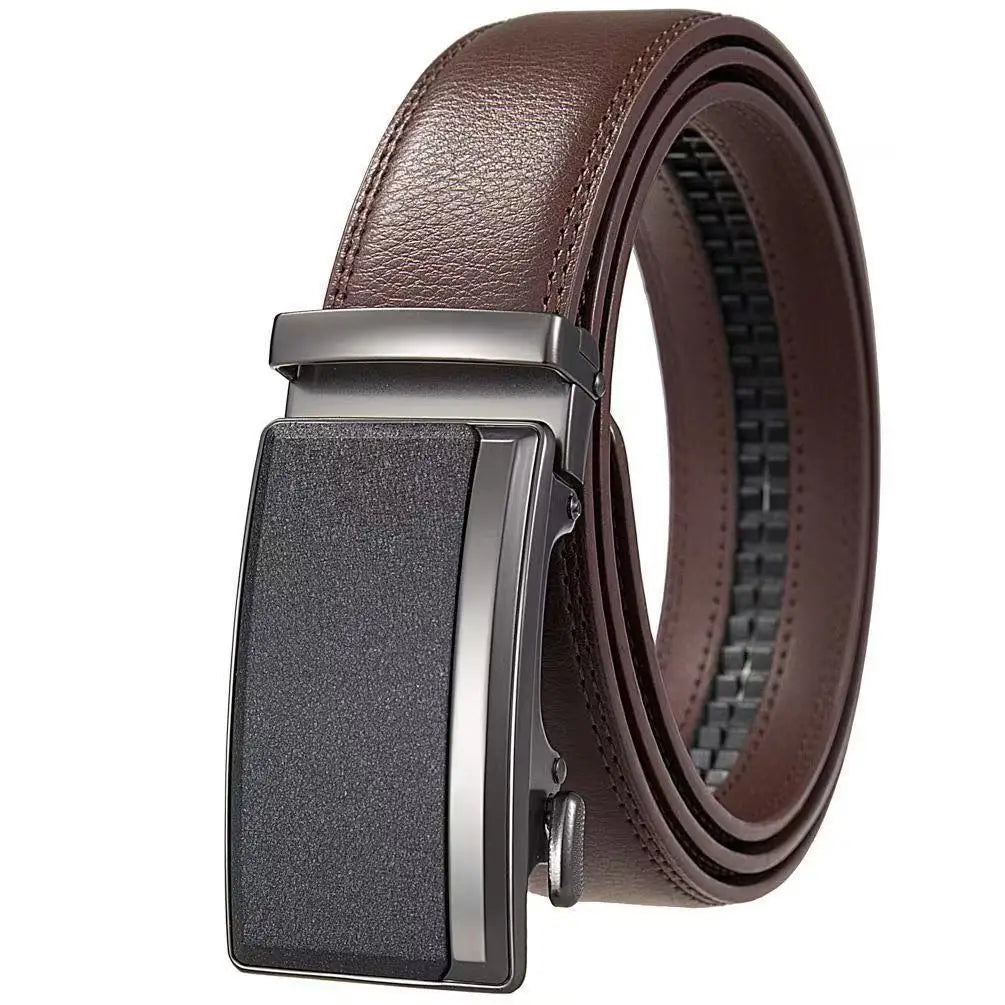 Leather Men's Belts Fashion Brand Luxury Casual Belt Man Black Automatic Buckle Belt for Men Business 110-140cm