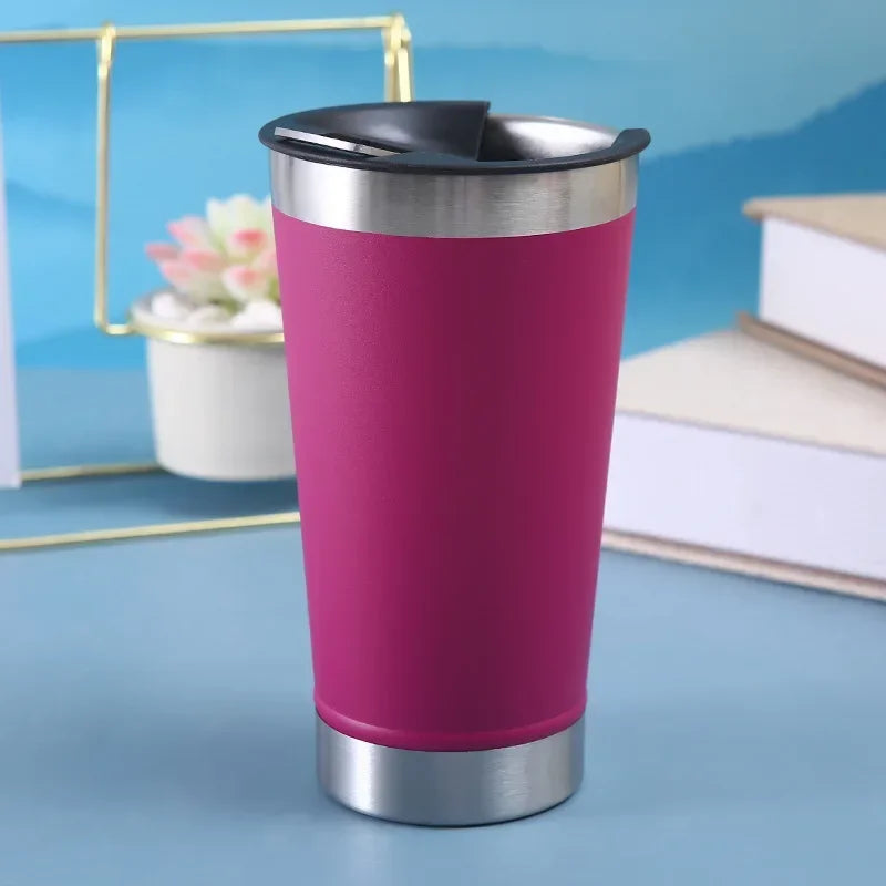 Thermal Cup with Lid and Opener 473ml Copo Térmico Com Tampa Cold Beer Thermos Insulated Water Bottle Keeps Cold