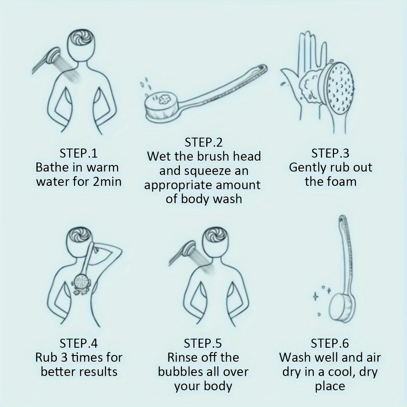 Soft Body Scrubber Shower Exfoliating Scrubs Long Handle Bath Brush Exfoliator Skin Massager Cleaning Brush Bathroom Accessories