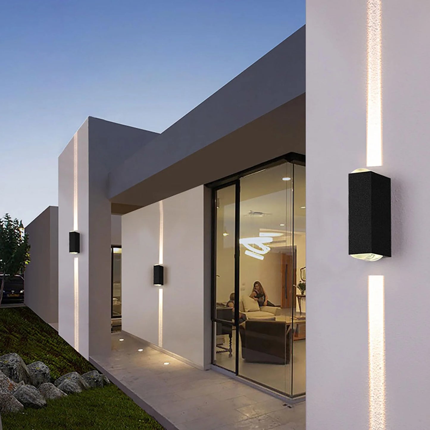 Outdoor Wall Lights, LED Up Down Exterior Lighting IP65 Waterproof Outdoor Light Aluminum Modern Patio Wall Light Fixture Black