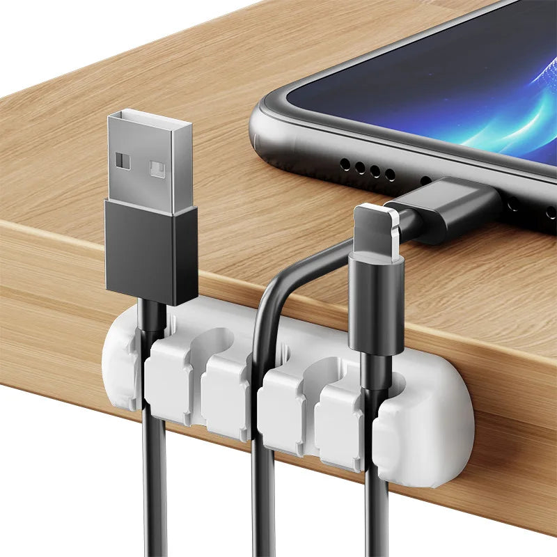 Cable Organizer Box, USB Cable Organizer, Cable Management Box with Clips, Suitable for Desk, Car, Home and Office