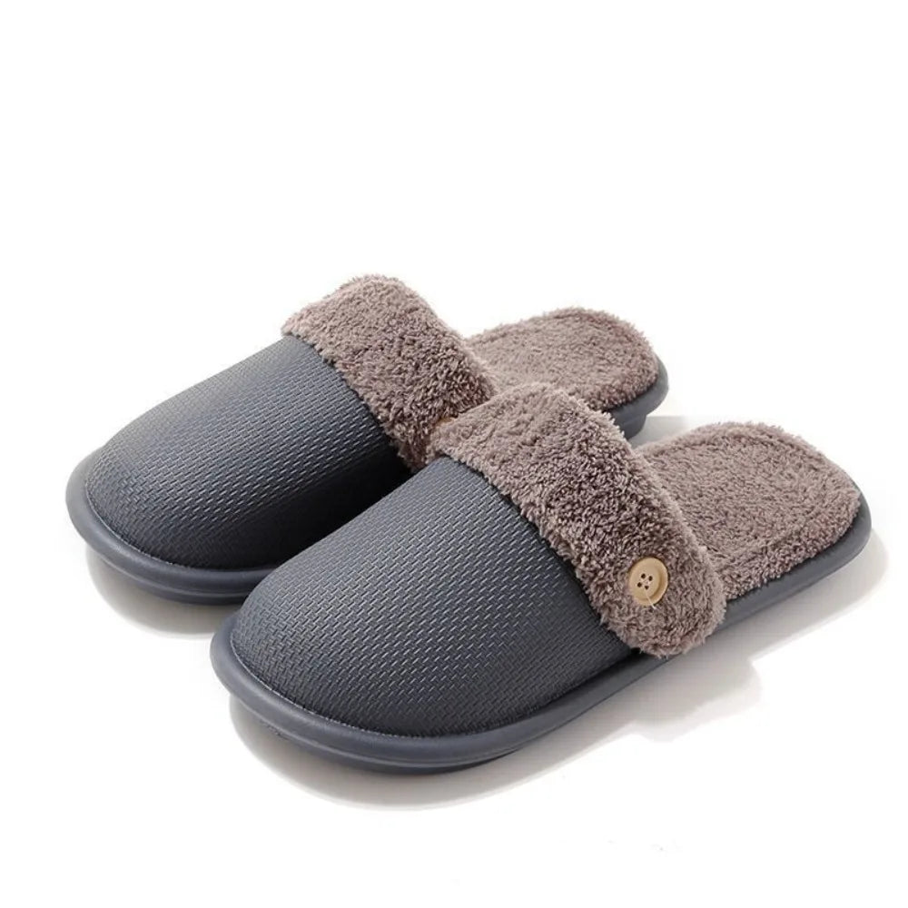 Detachable Winter Plush Slippers Anti Slip Waterproof Warm Slippers Women Fashion Floor Shoes EVA Fur Slippers Autumn Winter