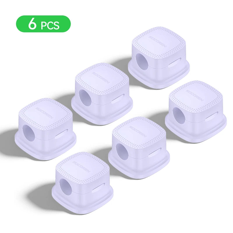 Rocoren Magnetic Cable Organizer Smooth Adjustable Cable Holder Under Desk 6PCS Stable Cable Management Wire Keeper Cable Clips