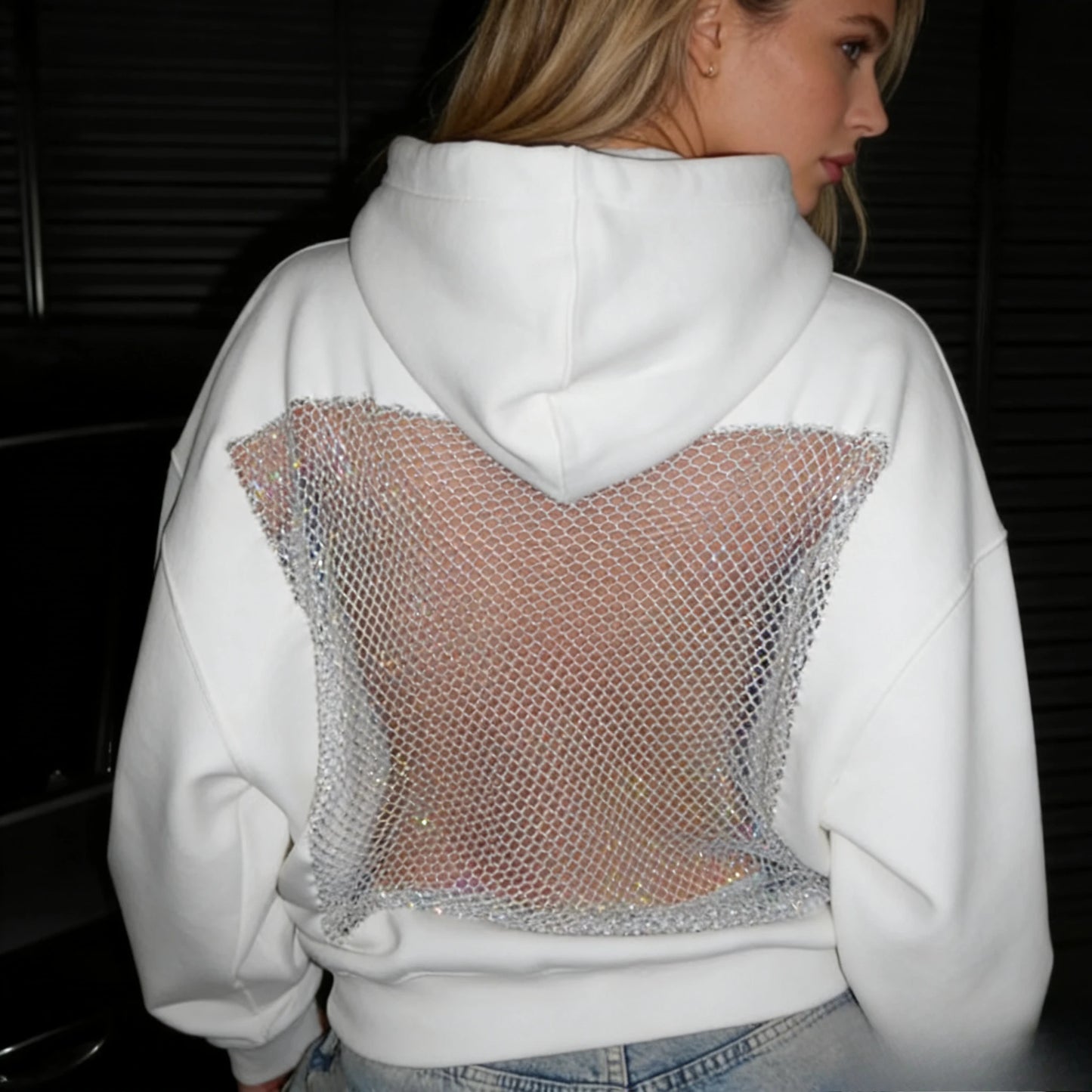 Women's Hoodie Fashion Hollow Out Hoodie Perspective Backless Hoodie Autumn Versatile Fashion Women's Top