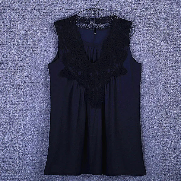 Summer tops for women Fashion Lace Chiffon blouse V-Neck Loose Casual Chiffon Shirt