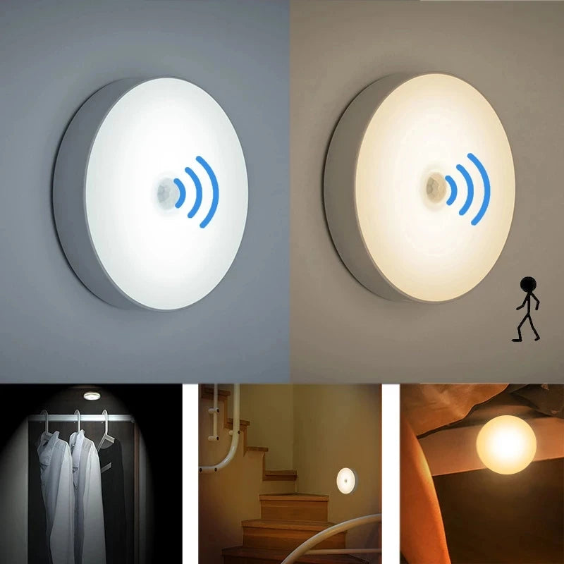 Motion Sensor LED Night Light USB Rechargeable Night Lamp for Kitchen Bedroom Stairs Hallway Cabinet Light Wireless Closet Light