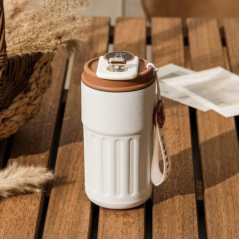Smart Travel Coffee Mug 450ML High-Quality Stainless Steel Portable Design Vacuum Insulated Work School Camping Trip Beverage