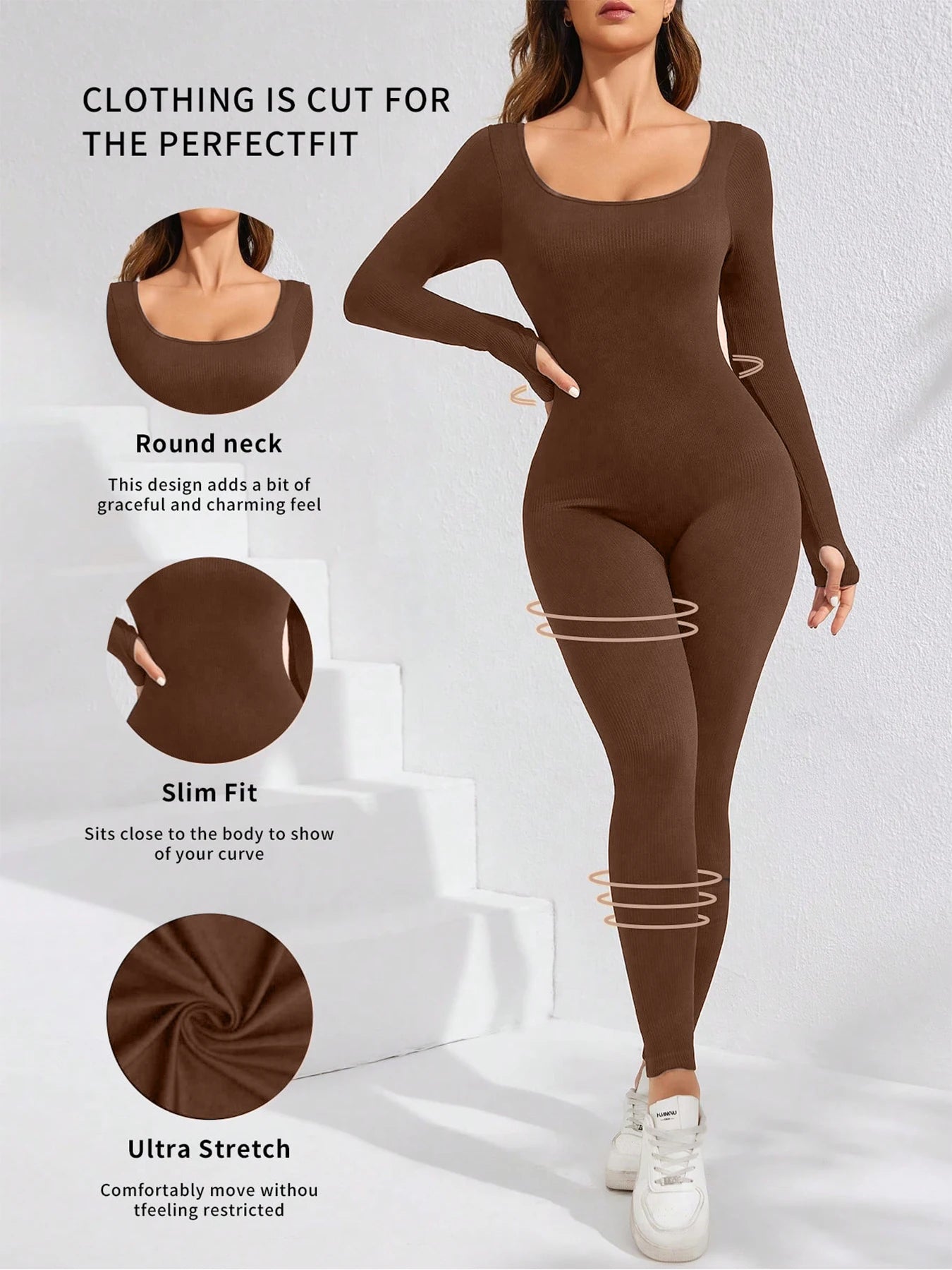 Slim Jumpsuit For Women‘s Clothing Zipper Casual Brown Fitness Rompers Autumn 2024 Playsuit Activity Streetwear Overall