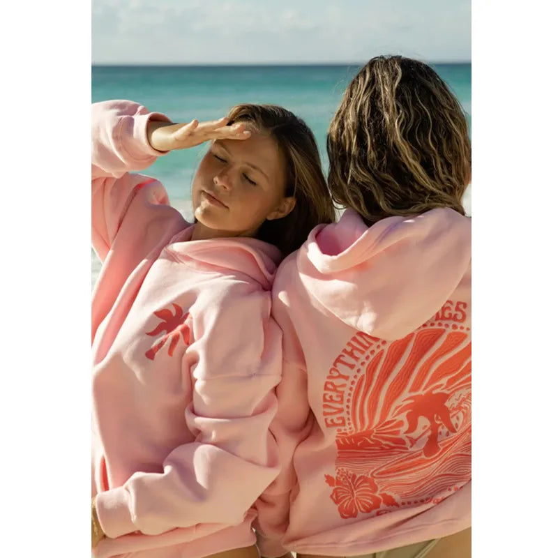 Beautiful Embroidered Hoodies Women Warm Comfortable Casual Hoodie Fashion Classic Hoody Loose Original Basic Clothes