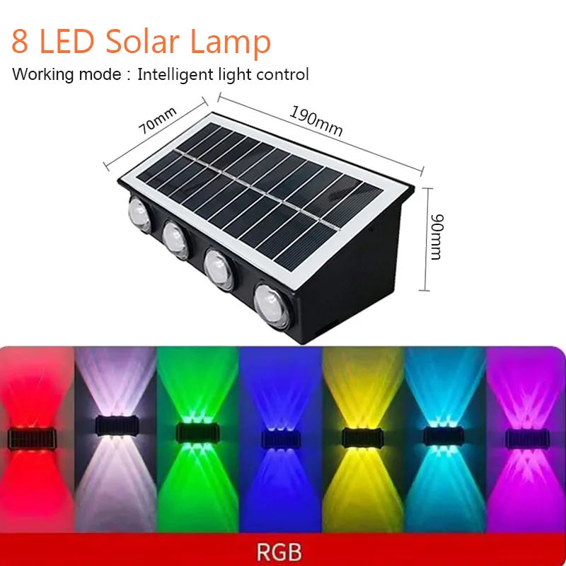 4/6/8LEDs Solar Wall Lamp Yard Street Decor Light Outdoor Waterproof Up and Down Luminous Lighting Garden Landscape Lamp
