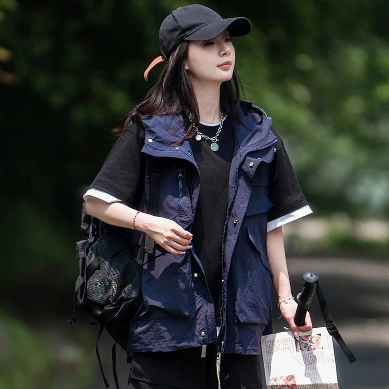 Outdoor Workwear Vest Summer Thin Breathable Men's And Women's Multi-ket Mountain Climbing Outerwear Functional Wind oulder