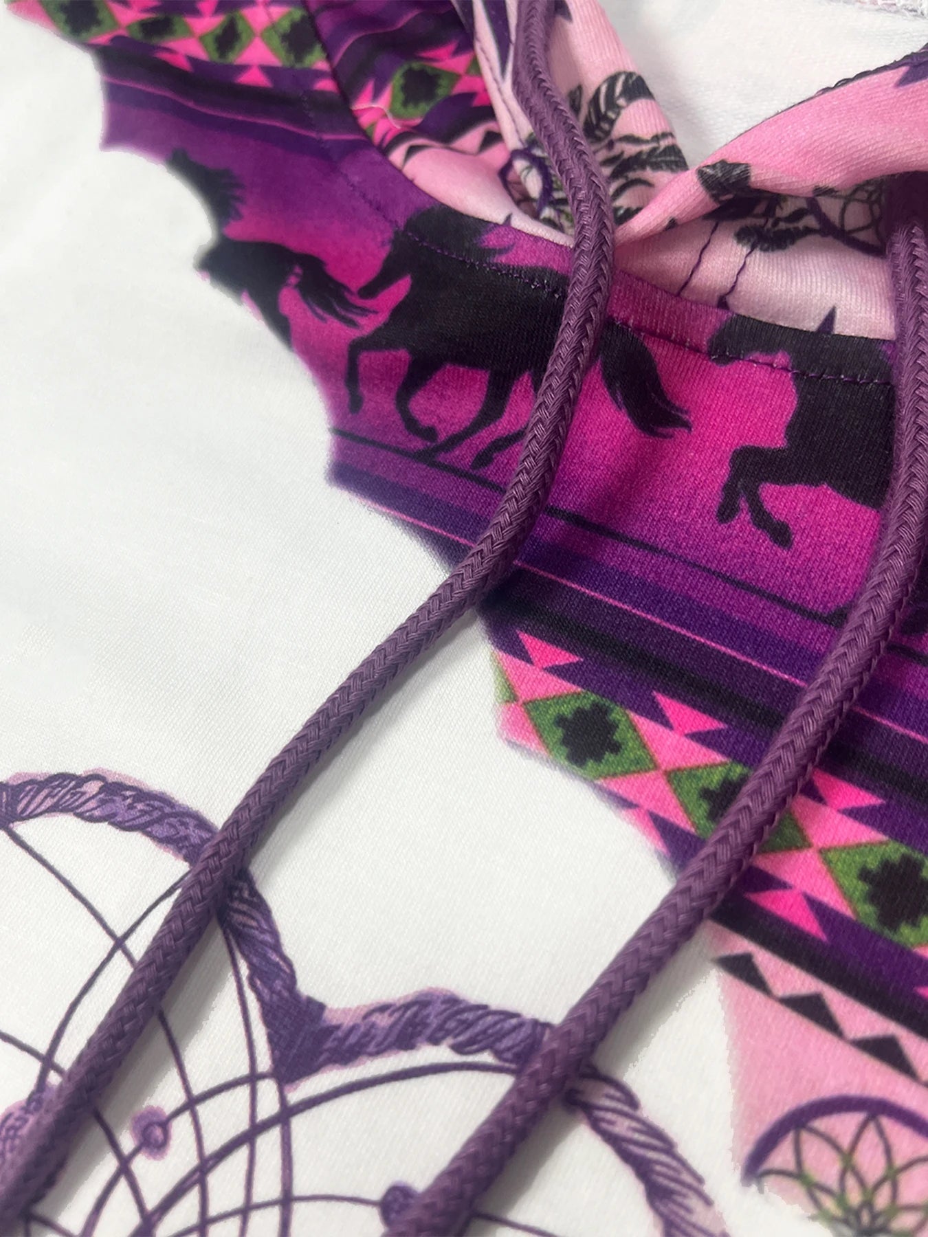 Women's casual fashion round neck pullover hoodie Western ethnic style retro print women's top hoodie