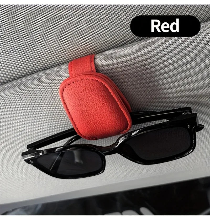 Sunglasses Holders For Car Magnetic Genuine PU Leather Sunglasses Clip For Car Visor Glasses Hanger Clip