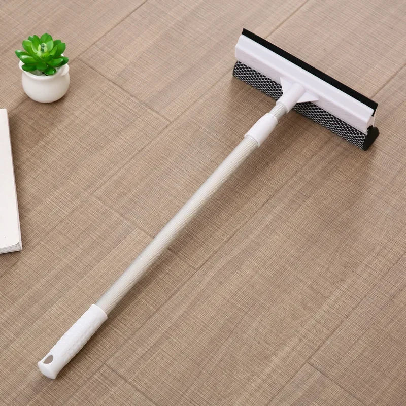 1pc Squeegee Window Cleaner 2 in 1 Retractable Pole Cleaning Window Brush Glass Squeegee Cleaning Tool for Car Shower Glass Door