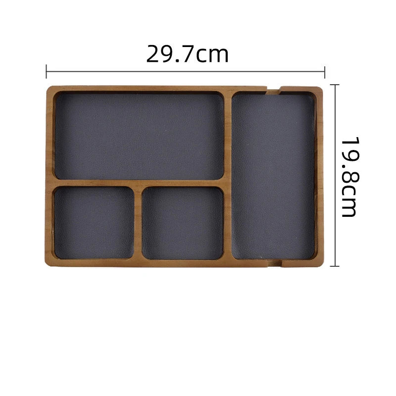 Practical Solid Wood Desk Organizer Tray for Office & Home - Ideal for Phone, Smartwatch, Glasses, Wallet, Pen Storage, Decor