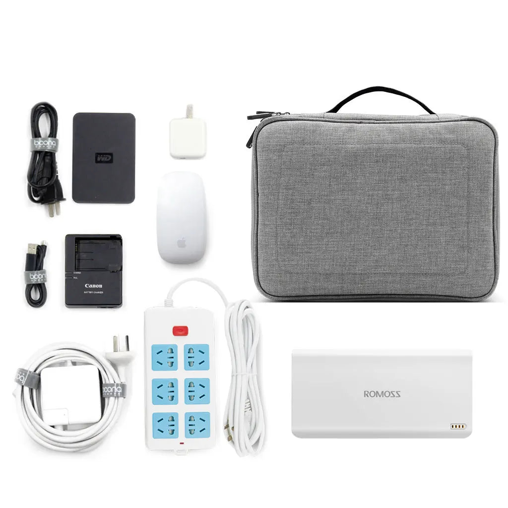 BOONA Travel Accessories Bag Portable Electronic Accessories case,Dual Cable Organizer Bag Carrying Bag for Cords,USB Flash L&XL