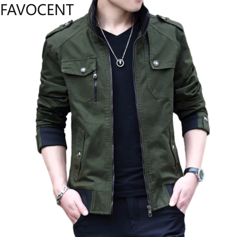 Mens Jacket Fashion Army Military Jacket Man Coats Bomber Jacket Stand Male Casual Coats Streetwear Chamarras Para Hombre
