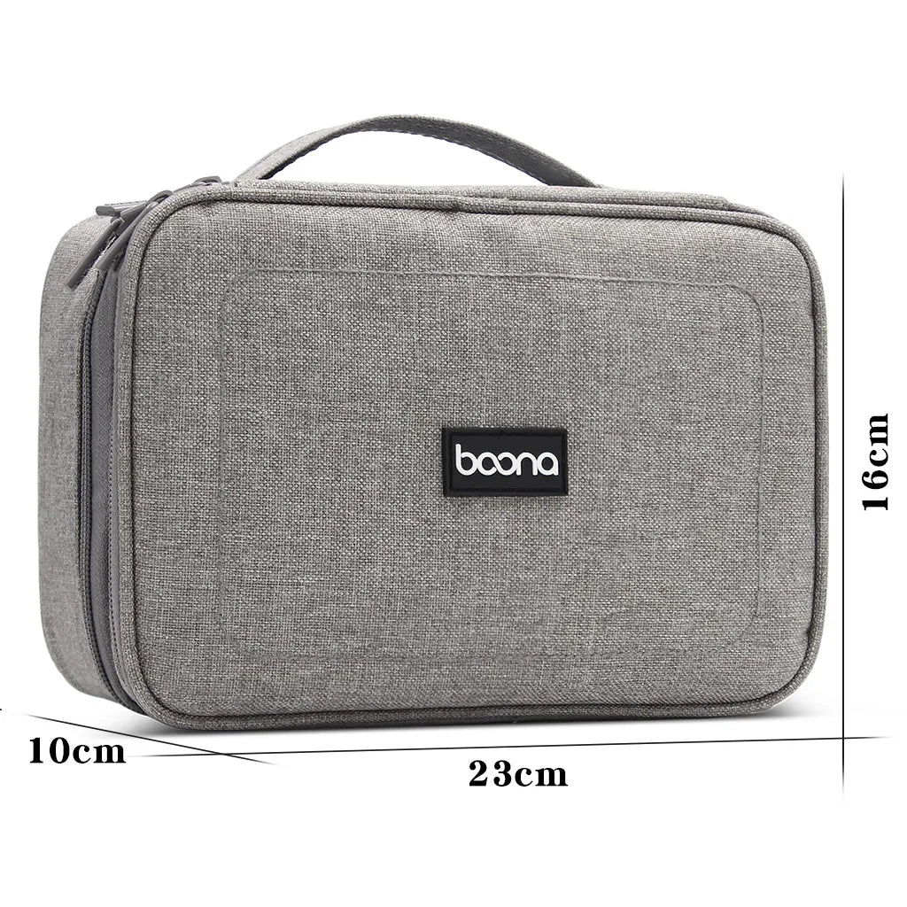 BOONA Travel Accessories Bag Portable Electronic Accessories case,Dual Cable Organizer Bag Carrying Bag for Cords,USB Flash L&XL