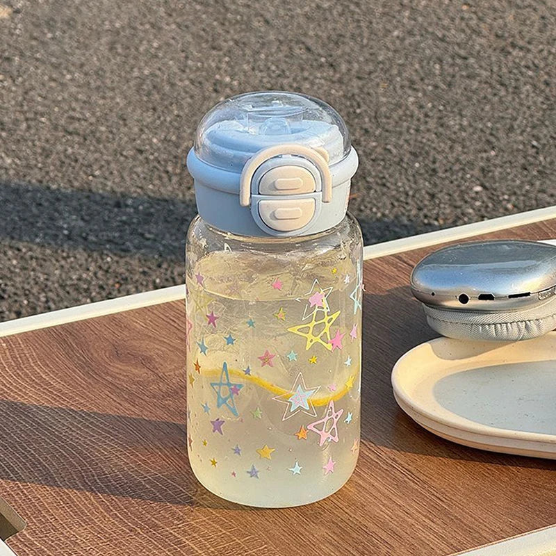 Cute Water Bottle With Straw Portable Plastic Cover Water Cup For Kid Kawaii Bottle Water Leak-Proof Cute Drinking Bottle