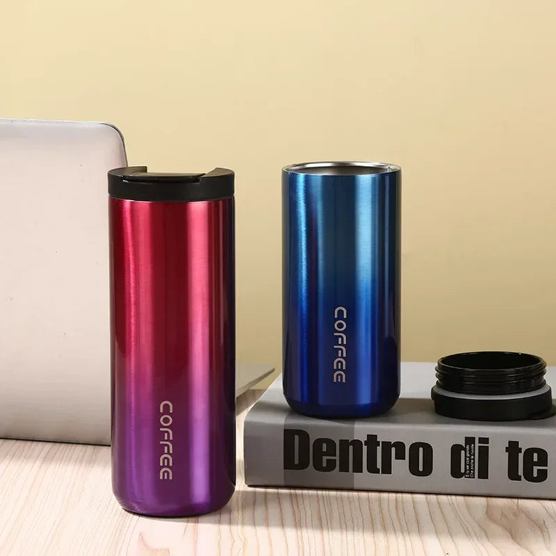 Thermos Cup Hot Coffee Insulated Stainless Steel Thermal Glass Mug Sport Bottle with Compartment Water White Thermos 400/500ml