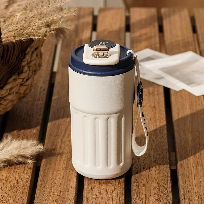 Smart Travel Coffee Mug 450ML High-Quality Stainless Steel Portable Design Vacuum Insulated Work School Camping Trip Beverage
