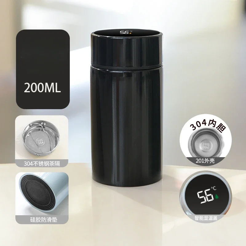 200ML Smart Thermos Water Bottle Intelligent Temperature Display Stainless Steel Vacuum Flasks Thermoses with Filter Tee Cup