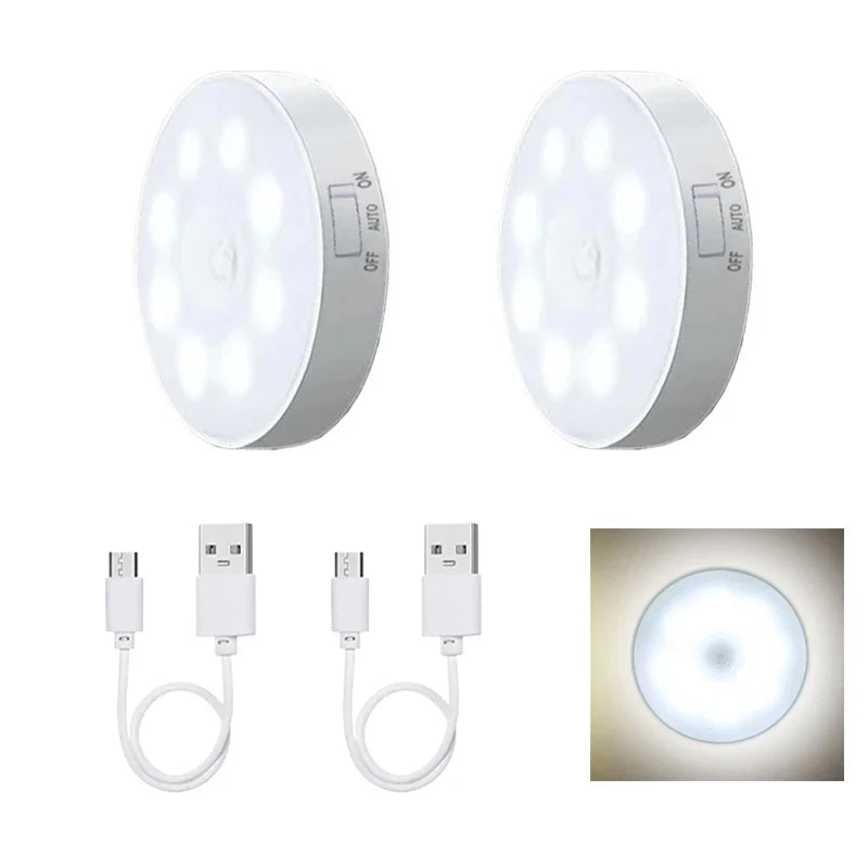 Motion Sensor LED Night Light USB Rechargeable Night Lamp For Kitchen Cabinet Wardrobe Lamp Staircase Wireless Closet Light