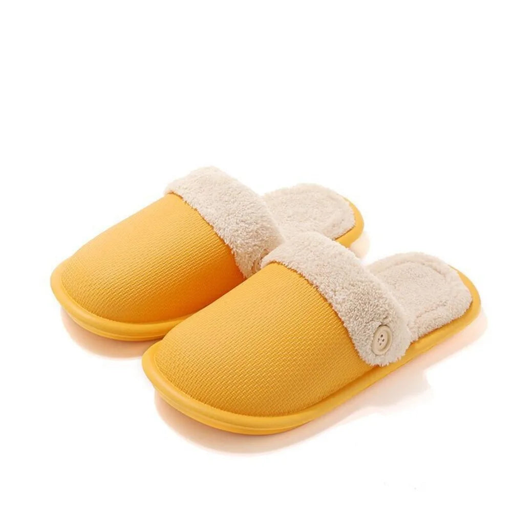 Detachable Winter Plush Slippers Anti Slip Waterproof Warm Slippers Women Fashion Floor Shoes EVA Fur Slippers Autumn Winter