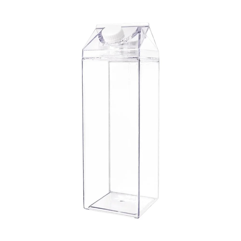 500/1000ml Milk Carton Water Bottle Creative Milk Bottle Drinking Cup Plastic Portable Clear Box Milk Storage Juice Tea Bottle