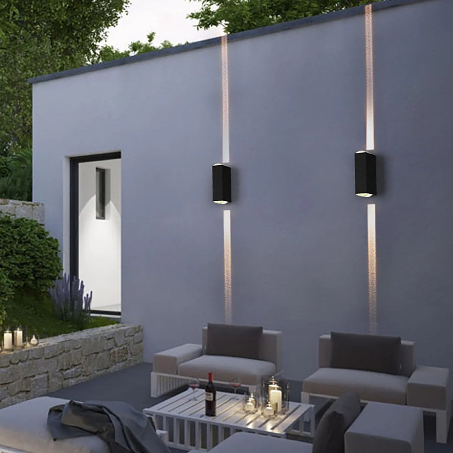 Outdoor Wall Lights, LED Up Down Exterior Lighting IP65 Waterproof Outdoor Light Aluminum Modern Patio Wall Light Fixture Black