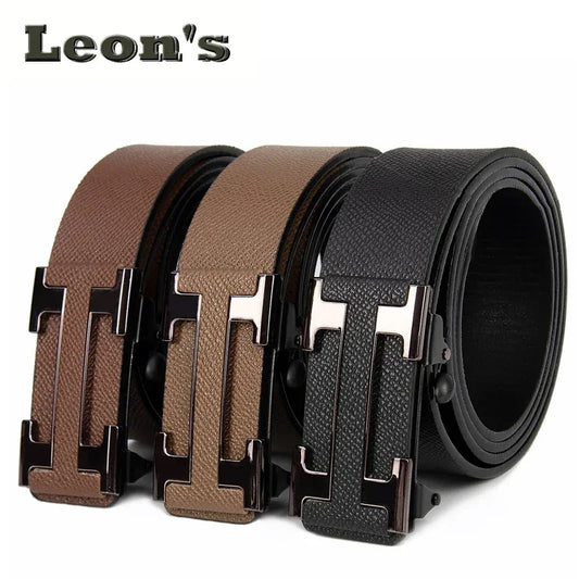 Men Business Belts Famous Brand Durable Leather Belt Dark Color Gift Light Luxury Style Fashion Accessory for Office Wear