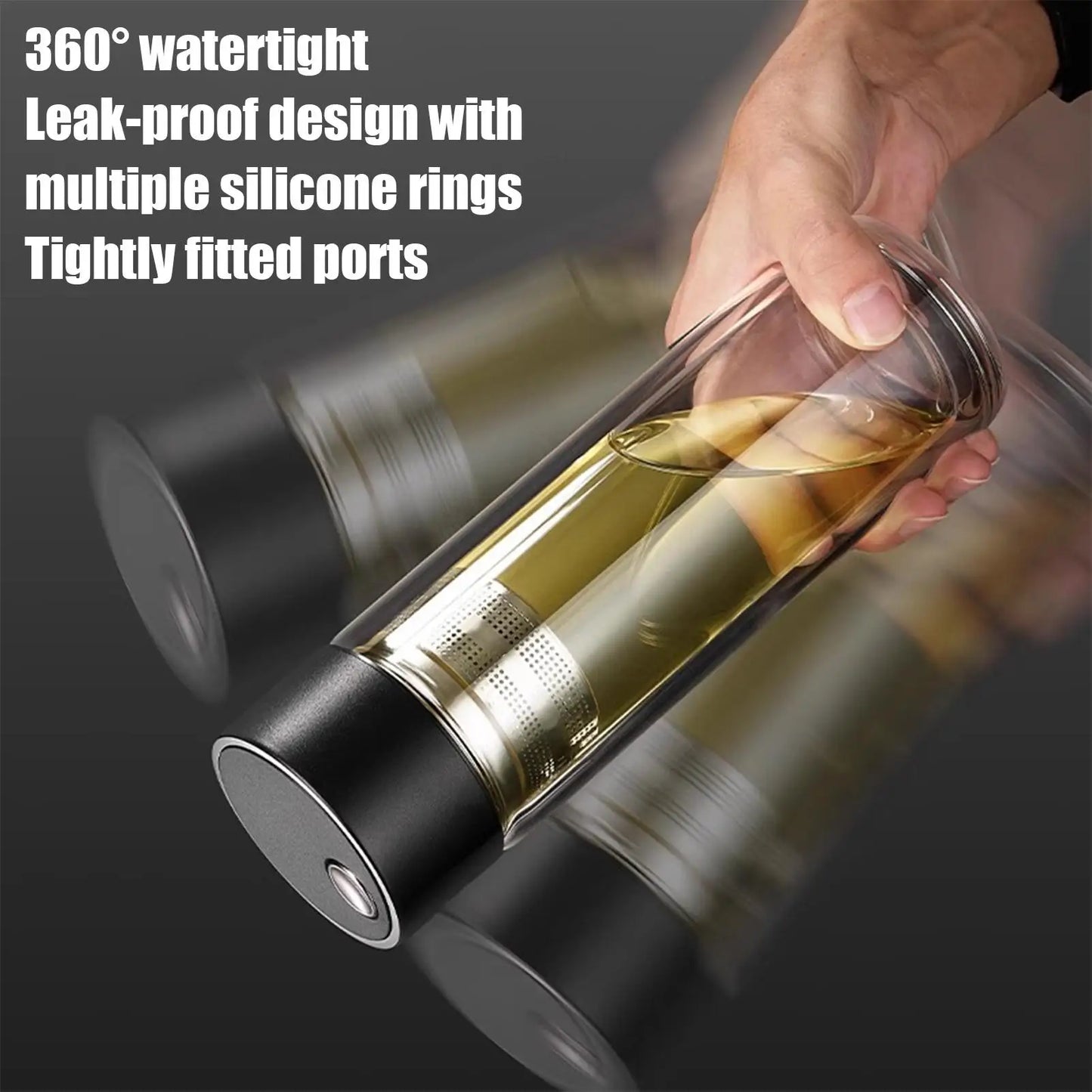 Tea Infuser Tumbler Travel Tea Infuser 400ml High Temperature Resistant Drinkware with Magnetic Lid Double-Layer Water Cup