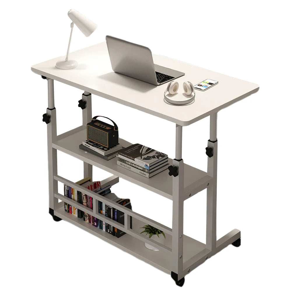 Simple Double-Layer Small Office Desk Adjustable Height Side Mobile Workbenchmobile Laptop Computer Standing Bedside Home Desk