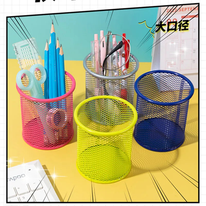 Home Office Mesh Desk Organizer Supplies Caddy Pencil Holder Baskets For Desktop Accessories Storage Box Iron Storage Buckets