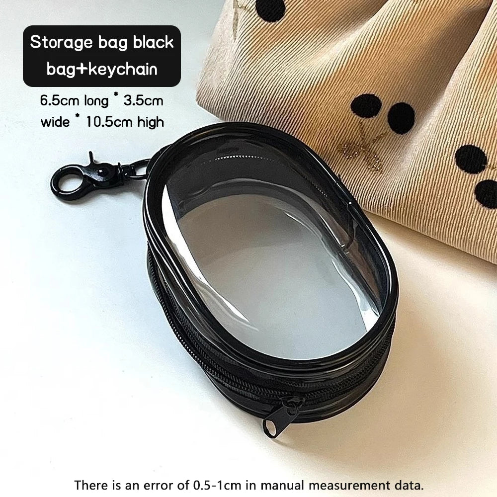Portable Mini Transparent Charging Cable Storage Bag with Zipper Multifunctional Headphone Case Travel Accessories with Keychain