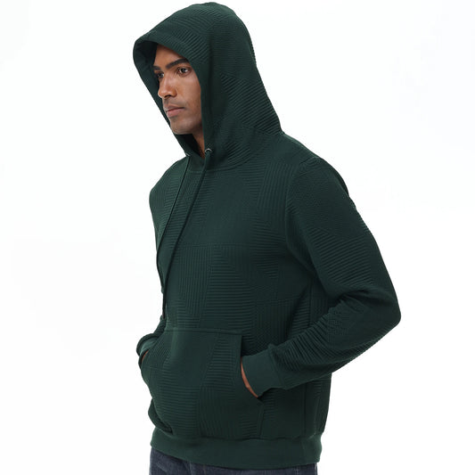 Men's New Fashion Hoodies & Sweatshirts, Long Sleeve Geometric Texture Hiphop Hoodie Casual Pullover Hoodie with Kangaroo Pocket