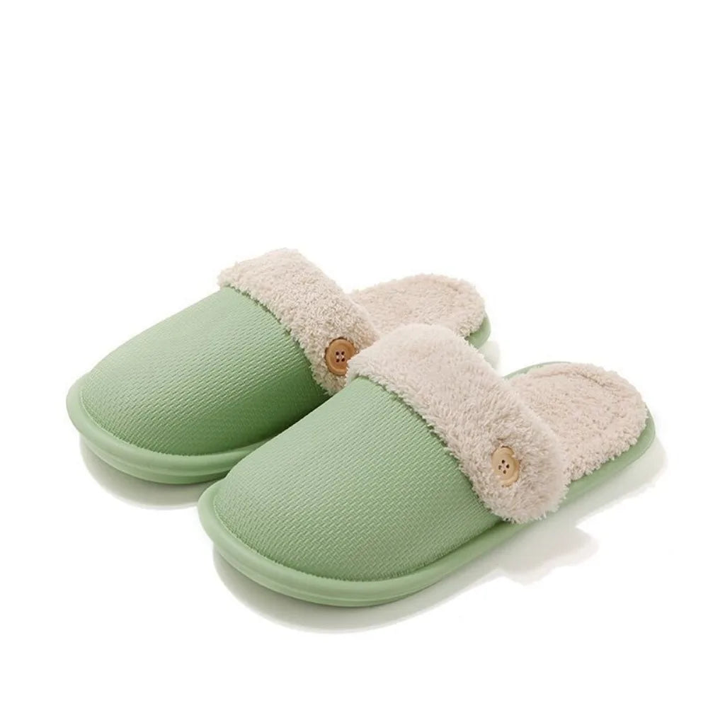 Detachable Winter Plush Slippers Anti Slip Waterproof Warm Slippers Women Fashion Floor Shoes EVA Fur Slippers Autumn Winter