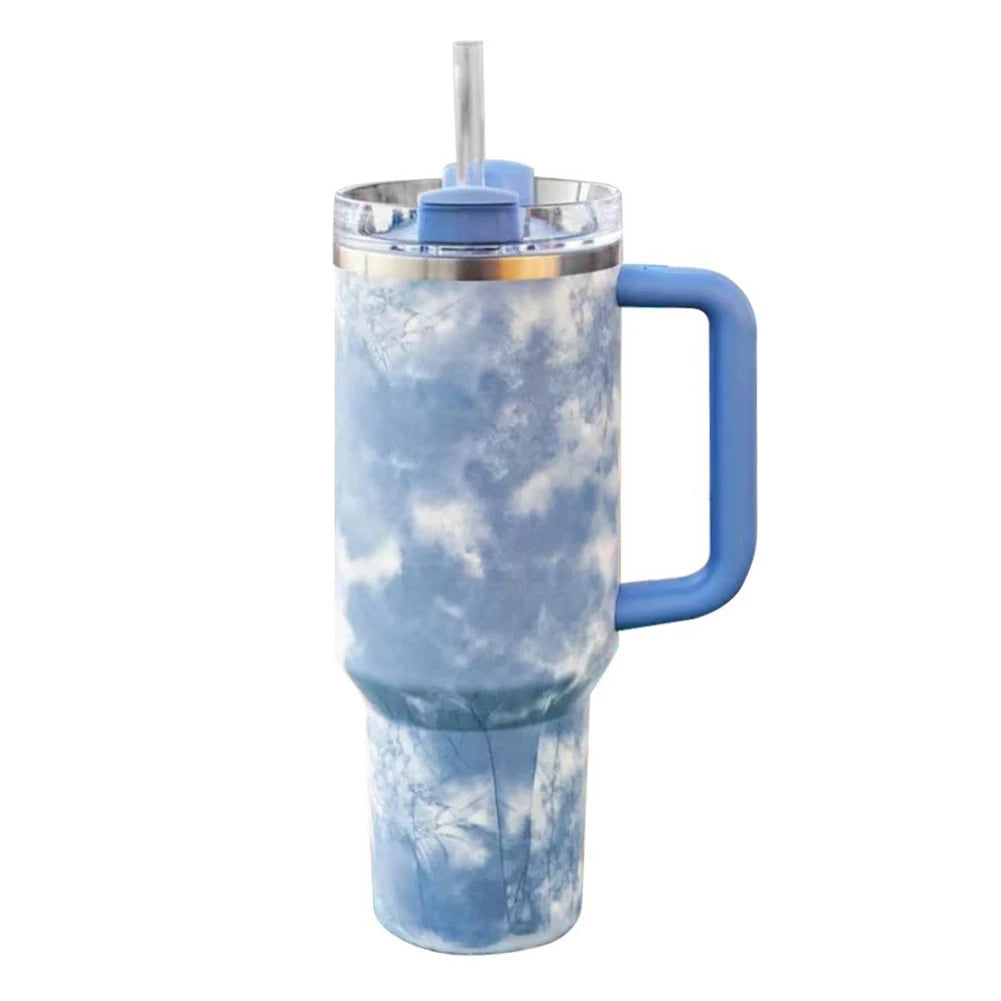 Stainless Steel Thermal Travel Mug 40oz Insulated Water Bottle with Straw Vacuum Insulated Car Mug Thermal Iced Travel Cup