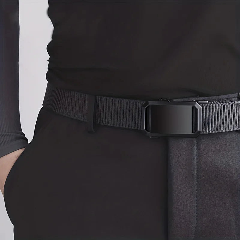 Men's Belt With Automatic Metal Buckle , Outdoor Working Tactical Belt ,Toothless Automatic Buckle For sports canvas Belts