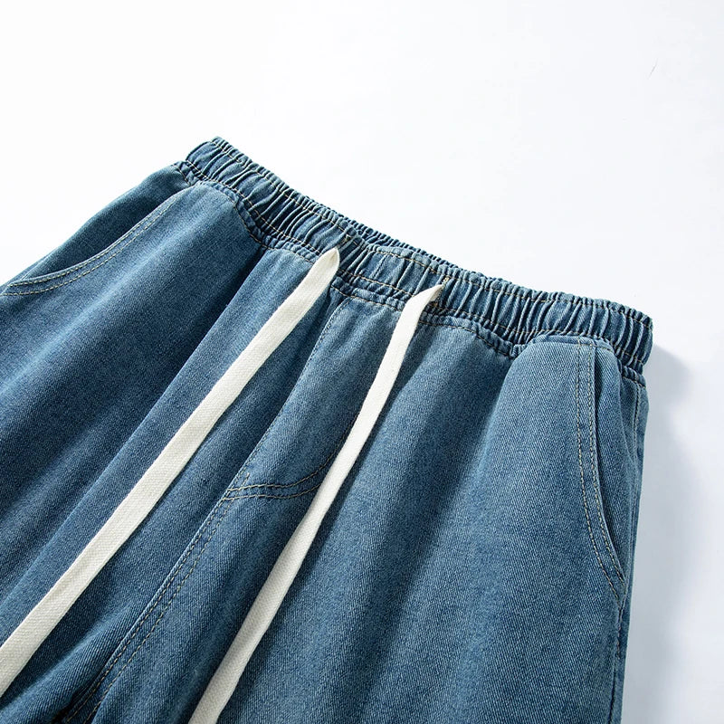 2025 new men's jeans summer thin boys straight retro versatile loose wide-leg long pants trendy fashion