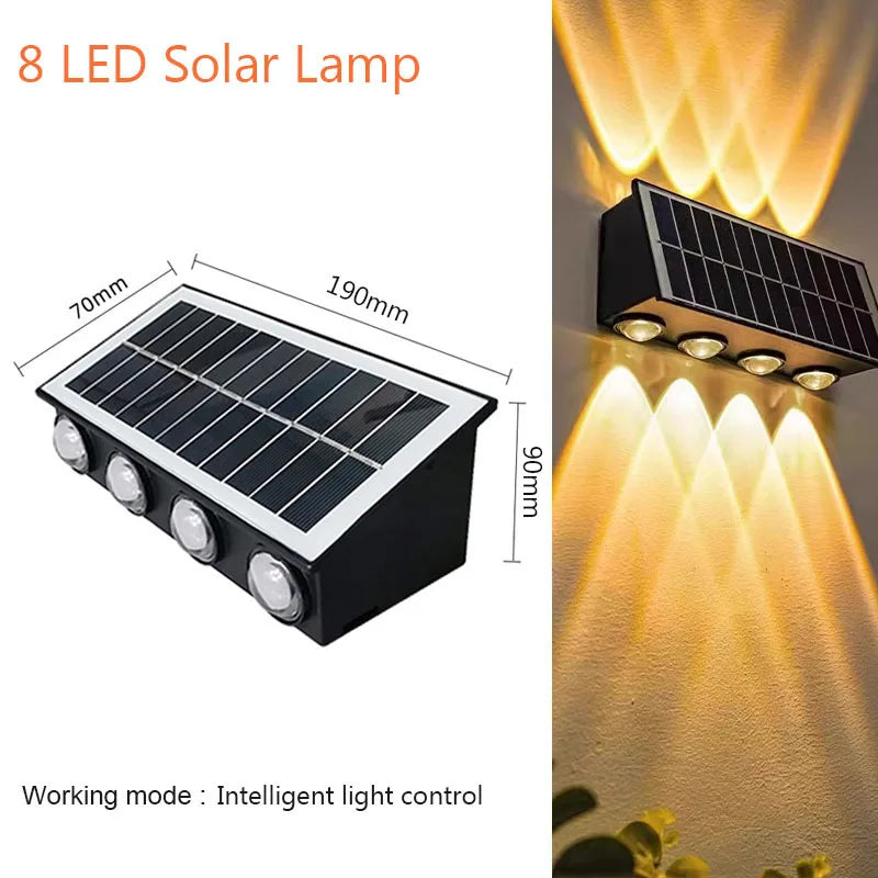 4/6/8LEDs Solar Wall Lamp Yard Street Decor Light Outdoor Waterproof Up and Down Luminous Lighting Garden Landscape Lamp