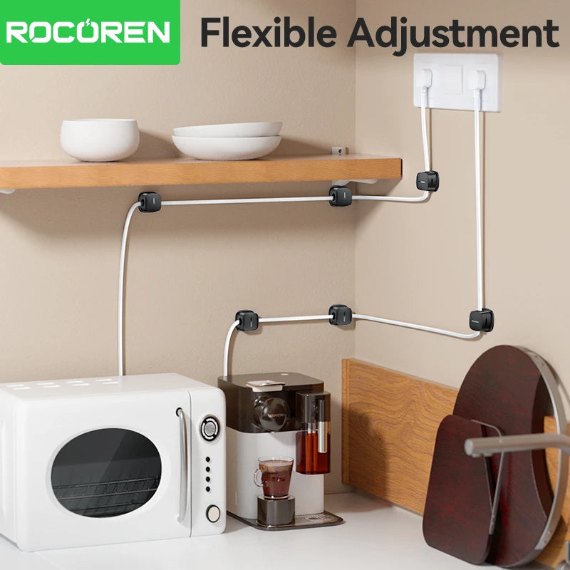 Rocoren Magnetic Cable Organizer Smooth Adjustable Cable Holder Under Desk 6PCS Stable Cable Management Wire Keeper Cable Clips