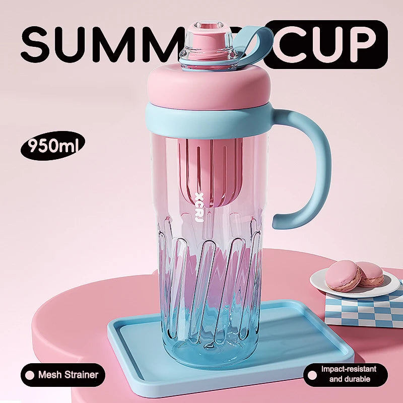 1 Pc Large Capacity Water Bottle - Multiple Styles, Straw Water Bottle for Students, Stylish, Portable for Outdoors, H