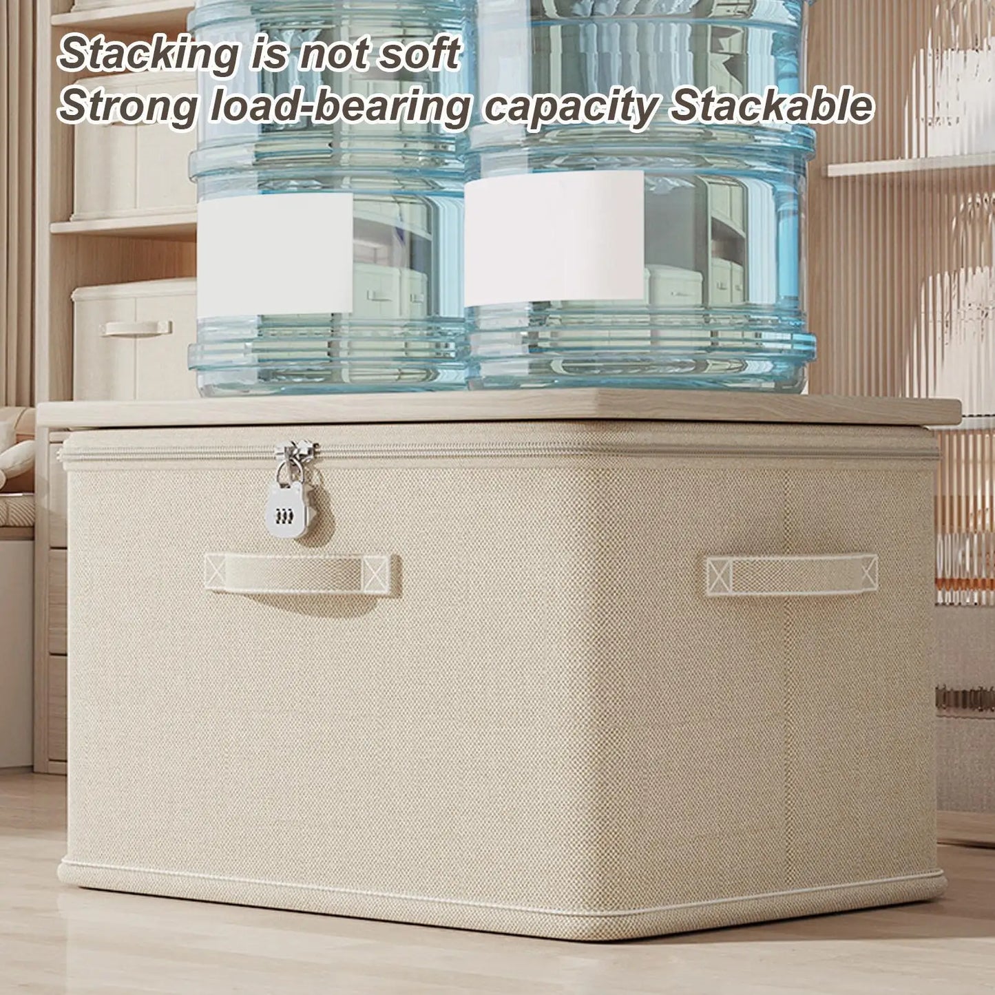 Large Storage Box with Lock Stackable Storage Container Secure with Handle Locking Organizing Bin Washable Shelf Baskets for