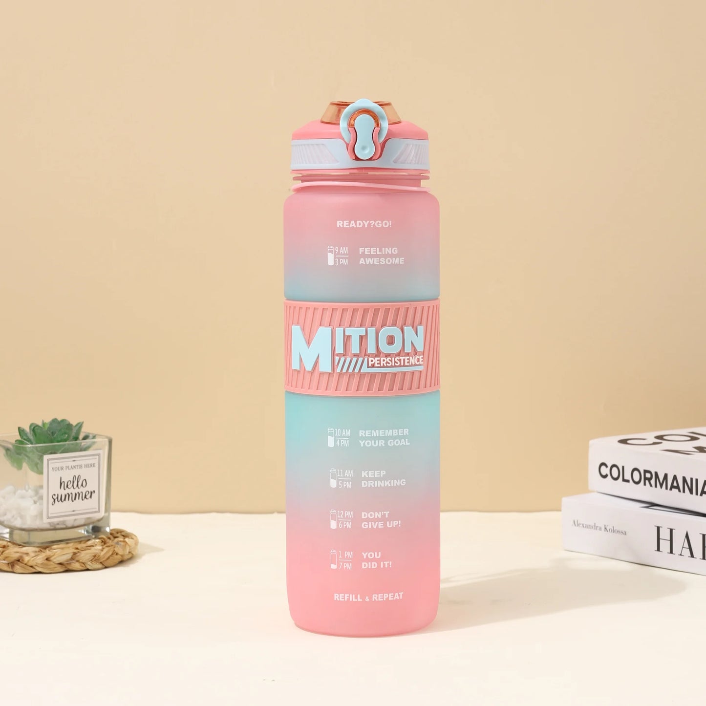 1 Pc Large Capacity Water Bottle - Multiple Styles, Straw Water Bottle for Students, Stylish, Portable for Outdoors, H