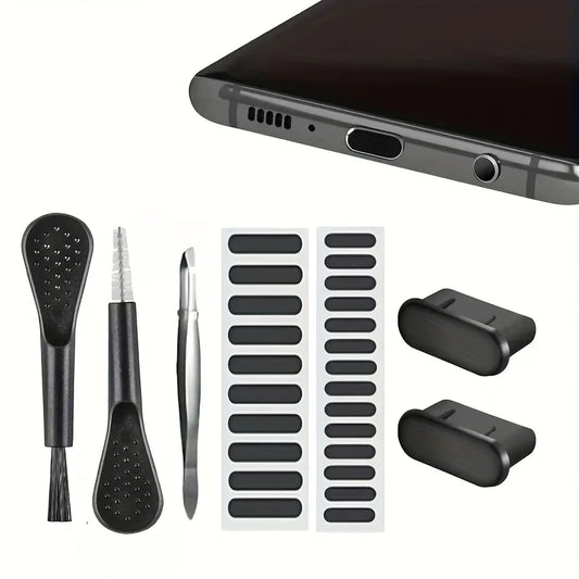29pcs Phone Cleaning Kit, Include Type-C Port Dust Plug, Keyboard Cleaner, Speaker Mesh Guard, Phone Maintenance Accessories Set