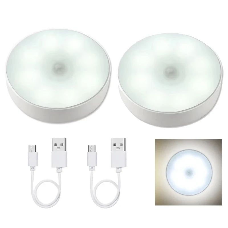 Motion Sensor LED Night Light USB Rechargeable Night Lamp For Kitchen Cabinet Wardrobe Lamp Staircase Wireless Closet Light