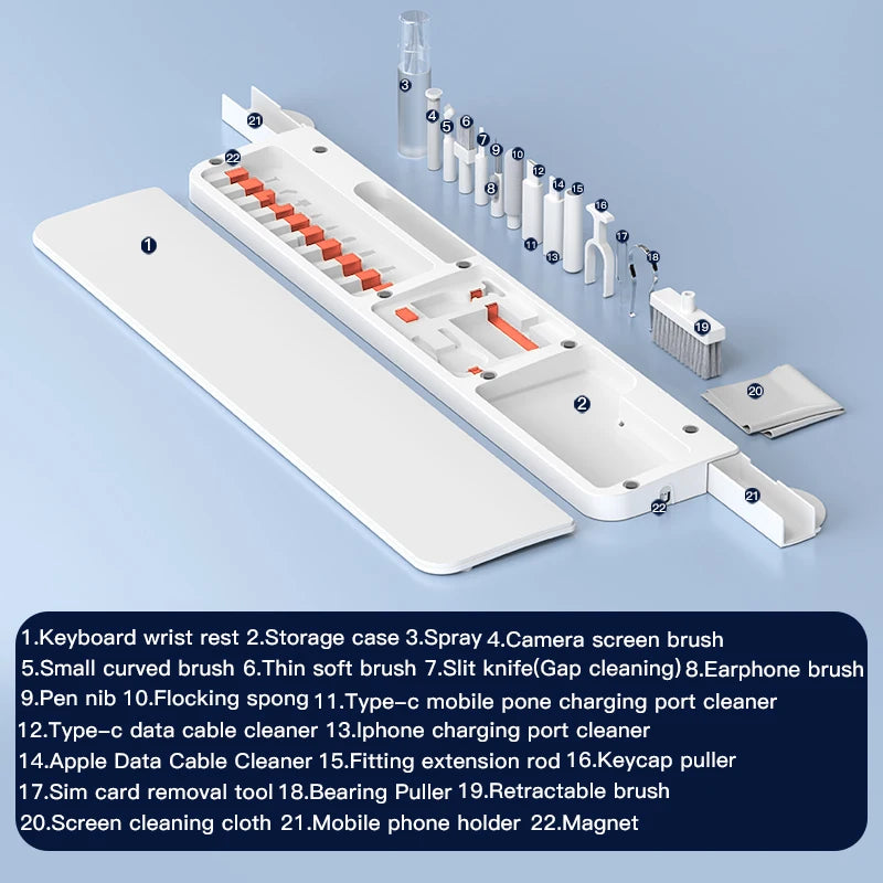 Digital Cleaning Kit Phone Camera Laptop keyboard Cleaning Headset brush cleaner Dust Collector Keyboard Wrist Rest Pad